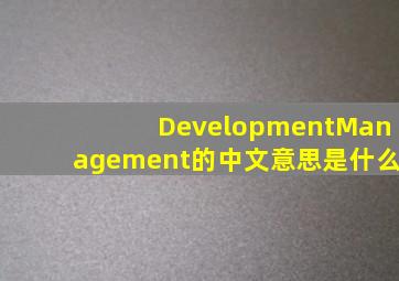 DevelopmentManagement的中文意思是什么(