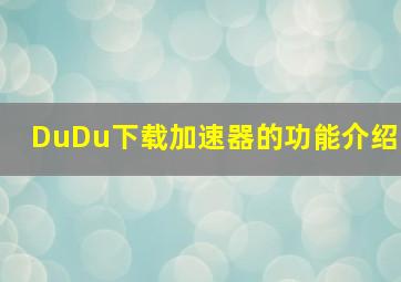 DuDu下载加速器的功能介绍