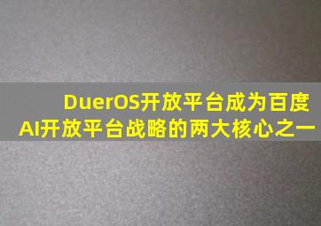 DuerOS开放平台成为百度AI开放平台战略的两大核心之一。()