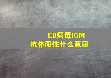 EB病毒IGM抗体阳性什么意思