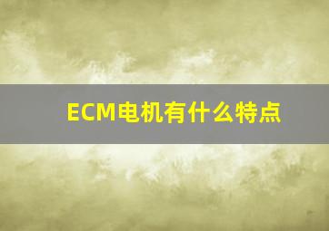 ECM电机有什么特点