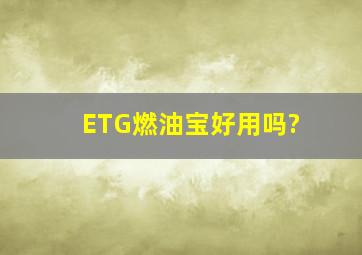 ETG燃油宝好用吗?