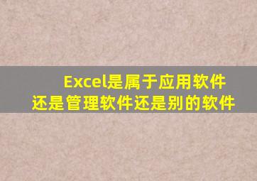 Excel是属于应用软件还是管理软件还是别的软件