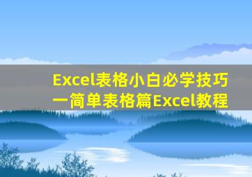 Excel表格小白必学技巧(一)简单表格篇Excel教程