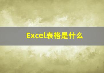 Excel表格是什么(