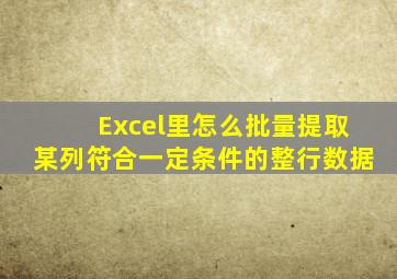 Excel里怎么批量提取某列符合一定条件的整行数据