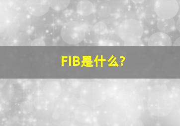 FIB是什么?