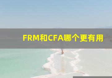 FRM和CFA哪个更有用