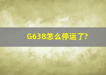 G638怎么停运了?