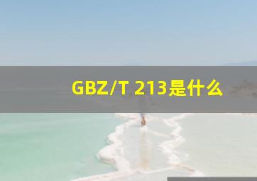 GBZ/T 213是什么