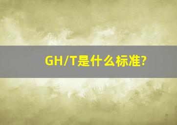 GH/T是什么标准?