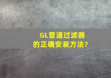 GL管道过滤器的正确安装方法?