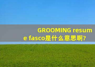 GROOMING resume fasco是什么意思啊?