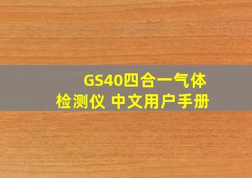 GS40四合一气体检测仪 中文用户手册