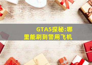 GTA5探秘:哪里能刷到警用飞机 