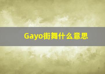 Gayo街舞什么意思