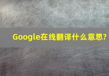 Google在线翻译什么意思?