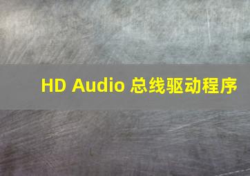 HD Audio 总线驱动程序
