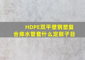 HDPE双平壁钢塑复合排水管套什么定额子目