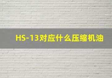 HS-13对应什么压缩机油(