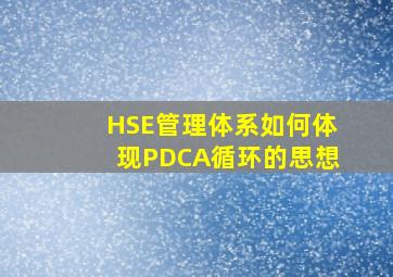 HSE管理体系如何体现PDCA循环的思想