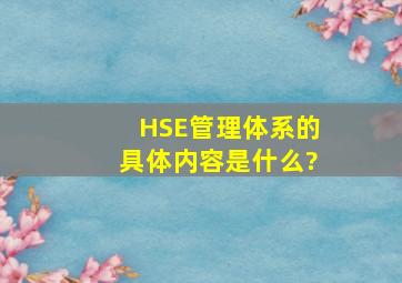 HSE管理体系的具体内容是什么?