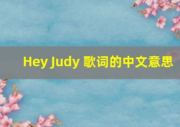 Hey Judy 歌词的中文意思
