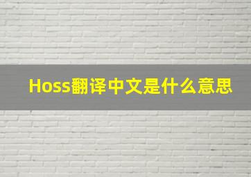 Hoss翻译中文是什么意思