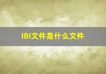 IBI文件是什么文件