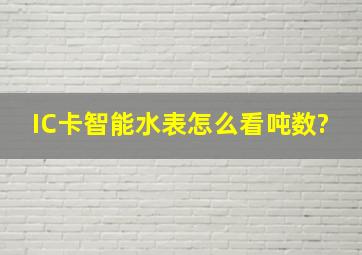 IC卡智能水表怎么看吨数?