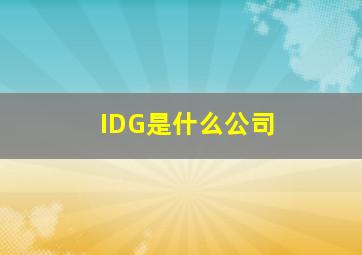 IDG是什么公司