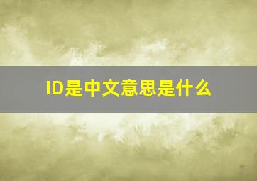 ID是中文意思是什么