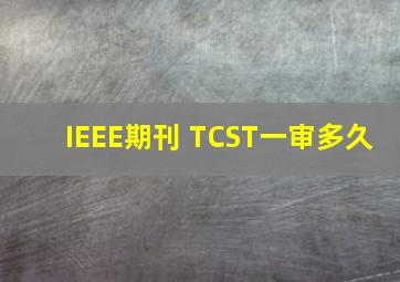 IEEE期刊 TCST一审多久