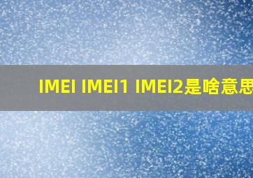 IMEI IMEI1 IMEI2是啥意思