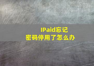 IPaid忘记密码停用了怎么办