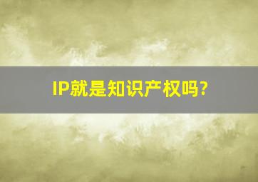 IP就是知识产权吗?