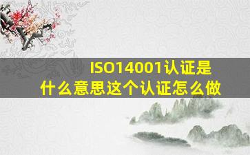 ISO14001认证是什么意思(这个认证怎么做(