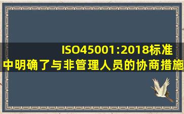 ISO45001:2018标准中明确了与非管理人员的协商措施,协商内容包括了...