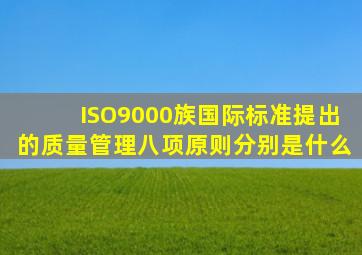 ISO9000族国际标准提出的质量管理八项原则分别是什么(