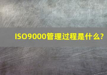 ISO9000管理过程是什么?