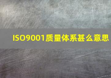 ISO9001质量体系甚么意思