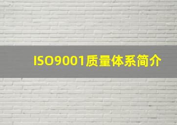 ISO9001质量体系简介