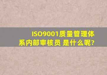 ISO9001质量管理体系内部审核员 是什么呢?