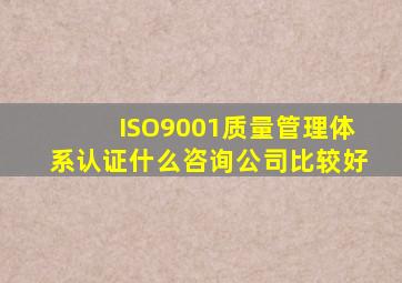 ISO9001质量管理体系认证什么咨询公司比较好(