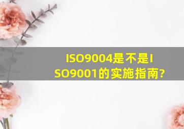 ISO9004是不是ISO9001的实施指南?