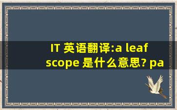 IT 英语翻译:a leaf scope 是什么意思? paraphrase一下也ok。