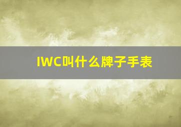 IWC叫什么牌子手表