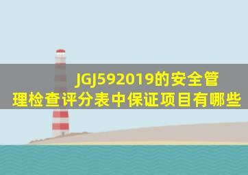 JGJ592019的《安全管理检查评分表》中保证项目有哪些