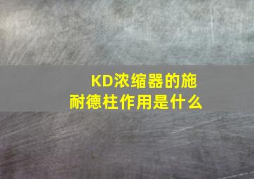 KD浓缩器的施耐德柱作用是什么