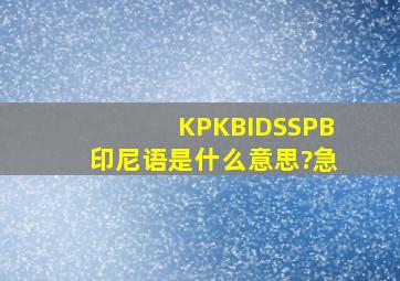 KPK,BIDS,SPB印尼语是什么意思?急